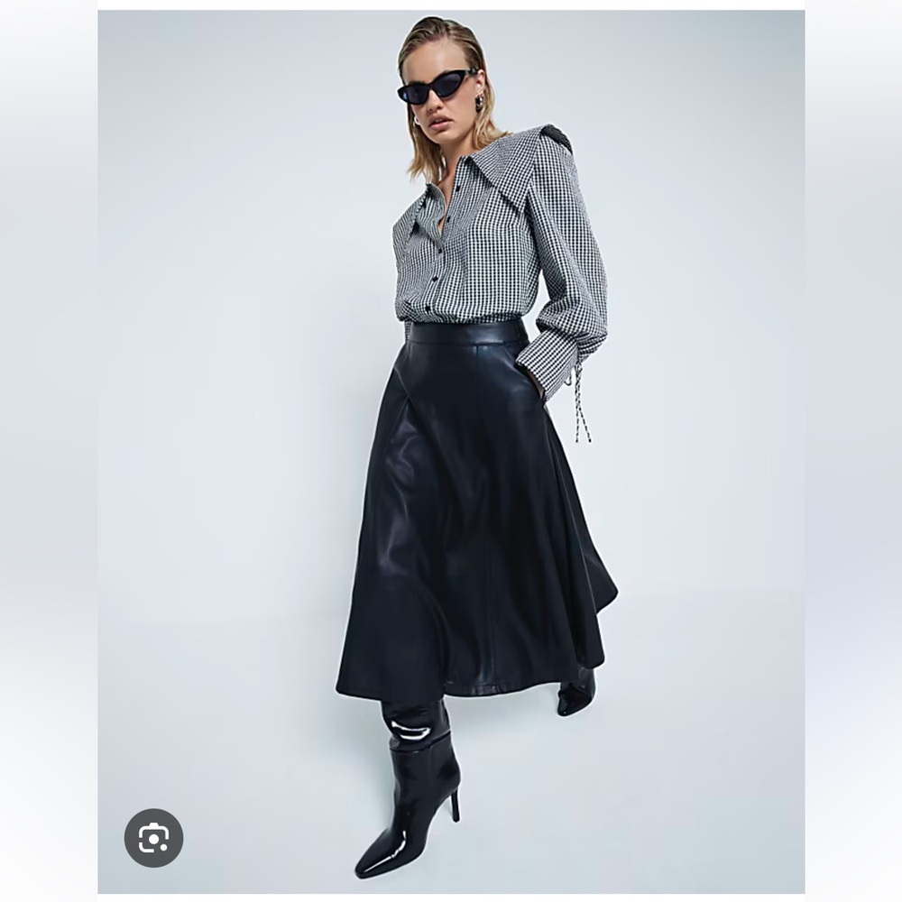 Zara Black Faux Leather Skirt